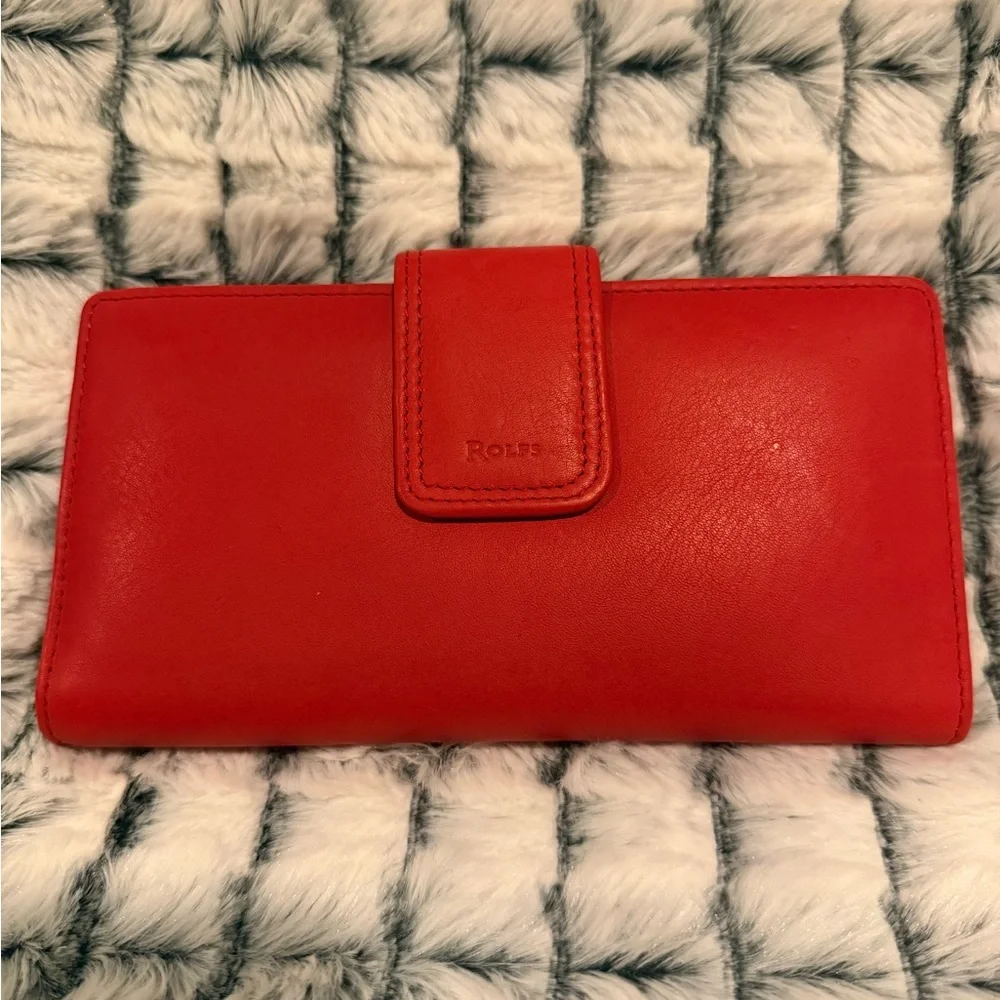 Rolf’s Red Leather Continental Compact Clutch Checkbook Kisslock Wallet NWT - Picture 2 of 8